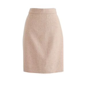 J Crew The Pencil Skirt in double-serge wool heather stone